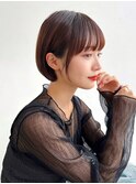 大人ショートボブ前髪あり丸みボブ丸顔絶壁パツっとK20240806R