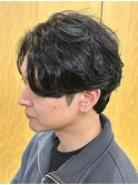 シャドウパーマセンターパートウルフフェザーパーマ