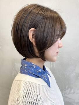 エリマバイフィフス 調布(elima by fifth) 白髪染めレイヤーボブショートヘアベージュアッシュブラウン