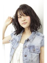 アッシュタカサキ(ash takasaki)&nbsp;大人かわいいふんわり無造作ナチュラル黒髪ミディ