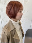 ショートボブ　オレンジ