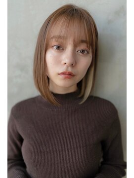 メゾンバイハバナ(maison by HAVANA) 大人かわいいフェザーバングカーキグレージュミディアムウルフ