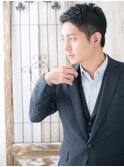 爽やか七三オールバックツーブロックショートM