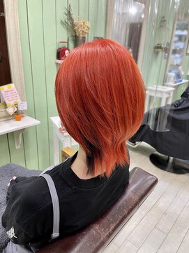パワーオブヘアーセイカ(Power of Hair Seika) ショートウルフ×ダブルカラーオレンジ！