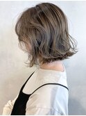 オリーブアッシュグラデーション_セミウェットウェーブ_ba305361