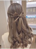 ベール巻きハーフアップリボンスタイル！