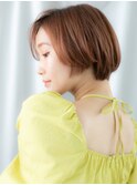 アシンメトリー小顔オレンジブラウンミニボブh古河20代30代40代