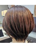 ショートボブヘルシーカット首元すっきりブラウンナチュラル