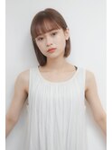 お手入れ簡単ベージュ大人ぱつっとボブ