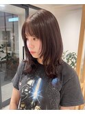 ミディアムレイヤー×ピンクブラウン