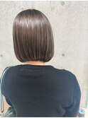 斜めバング/グレージュカラー/デザインカラー/シルキーベージュ