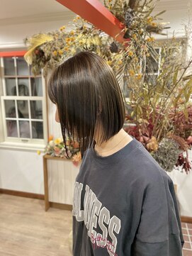 ボブ/切りっぱなしボブ/デザインカラー/髪質改善/髪質改善カラー