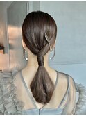 【ローポニーテール】結婚式銀座お団子カチモリタイトヘアセット