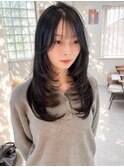 倉敷レイヤーカット20代30代グレージュカラー顔周りカット