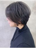 【絶壁解消】前髪長め丸み大人ショート