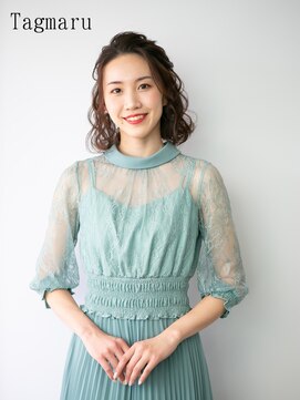タグマル 【京都結婚式列席ヘアセット】短めさんのふわふわハーフアップ