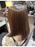 切りっぱなしミディアム×ナチュラルハイライト/グレーベージュ