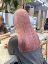 サンク 原宿 表参道(cinq) ピンクベージュピンクミルクティーブリーチありダブルカラー