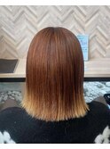 ストレートで自然な外ハネ裾カラー