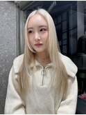 韓国ヘア顔周りレイヤーカットミディアムレイヤーハイトーンボブ