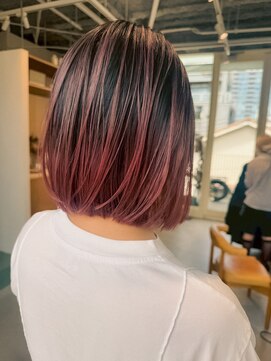 エルム 府中(yelm) 【チェリーレッド×バレイヤージュ】#ケアブリーチ#ダブルカラー