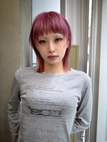 ギークス(GEEKS) 【GEEKS渋谷】ブリーチカラー/青みピンク/ハッシュカット/ウルフ