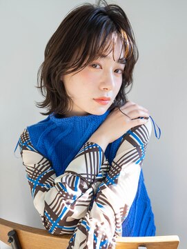 大人ミディ＃小顔黒髪クラゲヘアーオリーブグレーココアベージュ