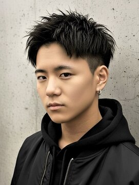 アクティブショートスパイキーショートフェードメンズカット眉毛