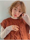 くびれヘア顔周り韓国レイヤーカット黒髪ショートミディアム/柏