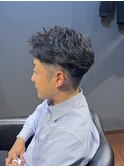 ビジネスツーブロック デザインパーマ かき上げアップバング