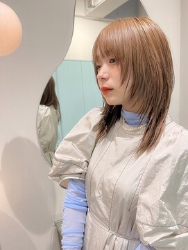 ジーナリア(Xena ria) 姫カットレイヤー/くすみベージュ/ラベンダーミルクティー★73