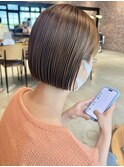 ブリーチなし大人可愛いマロンブラウン似合わせ耳かけボブ