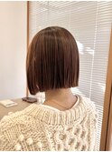 ホワイトグレージュミニウルフデジタルパーマチェリーブラウン