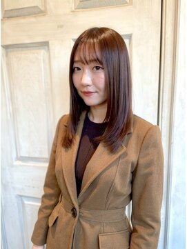 アロマ ヘアー ルーム 新宿3号店(AROMA hair room) 小顔/ココアベージュ/ナチュラルストレート/シースルーバング