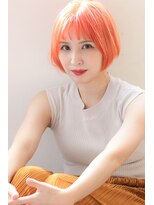 ヘアープロデュース ジェネシス(hair produce genesis)&nbsp;◇genesis◇前下がりミニボブ×ハイトーンオレンジ