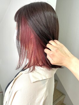 スーリール 博多店(Sourire) インナーカラー+チェリーピンク