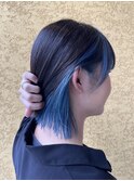 インナーカラー ぱっつんボブ