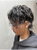 メンズツイストスパイラルパーマ+ハイライトカラー
