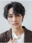 アッシュブラック/マッシュパーマ/刈り上げ/ツーブロック