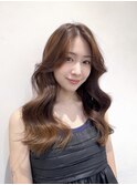 レイヤーカット/ワンホン/韓国風巻き/マロンベージュ/お団子ヘア