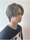 メンズ/センターパート/ブリーチ/シルバー/10代20代30代