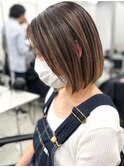 ハイライト白髪染め白髪ぼかしショートボブレイヤー40代横浜関内