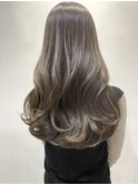 グレーベージュ/レイヤーロング/髪質改善//ブリーチなしカラー