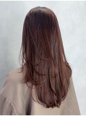 ロング顔周りレイヤー韓国ヘアココアベージュ_ba572961