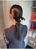 【ローポニーテール】結婚式/銀座/ヘアセット/カチモリ/アレンジ