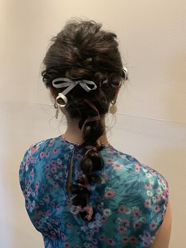 ヘアーエスクールステラ(hair S.COEUR stella) リボンアレンジ/結婚式/二次会/モテ髪/ヘアセット