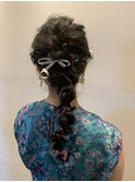 リボンアレンジ/結婚式/二次会/モテ髪/ヘアセット
