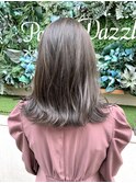 ブリーチなしの透明感カラー ラベンダーグレージュ