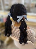 推し活 量産型 編み込みツインテール×リボン×パールピン