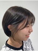 【ブリーチ1回でできる!】グレージュインナーカラー×ミニボブ